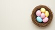 © Anomal - Happy Easter day decoration colorful eggs in nest on paper background with copy space