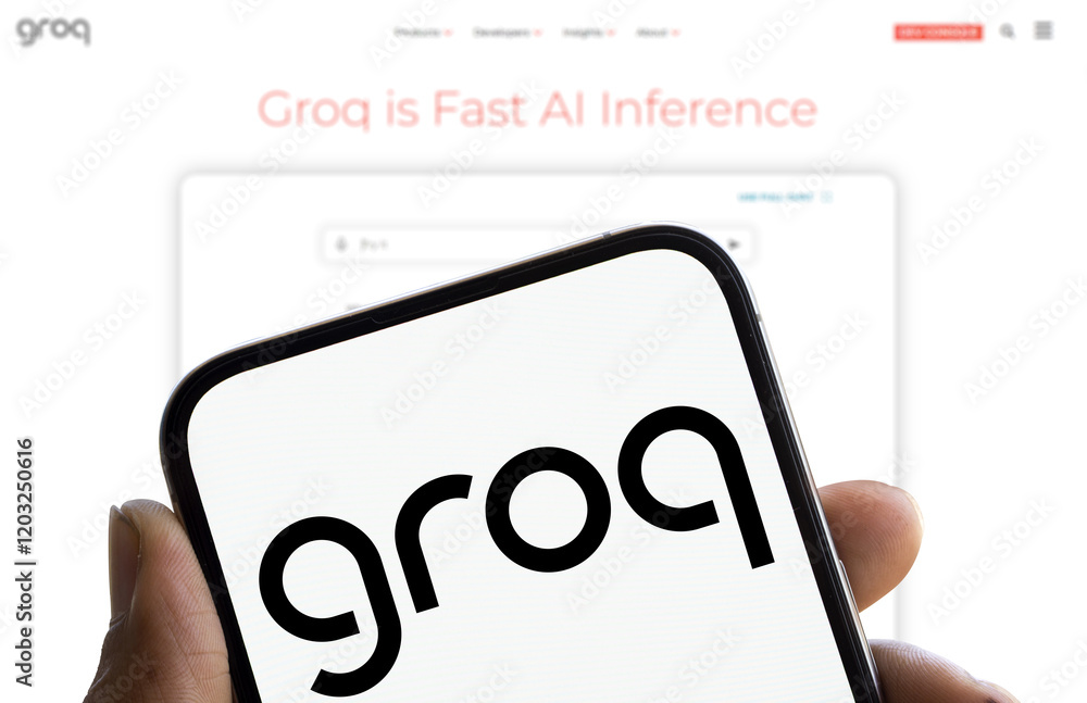Dhaka, bangladesh- 25 Nov 2024: Groq logo is displayed on smartphone ...