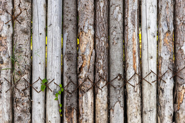 Wall Mural - Old grungy dark wooden fence made of slab boards