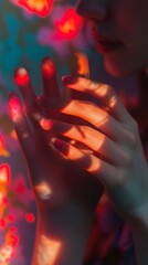 Wall Mural - a beautiful abstract image capturing hands in soft light. the play of colors creates a dreamy atmosp