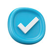 © Edgar Janushevsky - blue button with white check mark tick symbol 3d icon isolated on white background cutout png