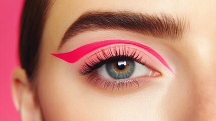 Wall Mural - photorealistic minimalistic minimalist eyeliner look with a pop of vibrant color, framed by natural brows