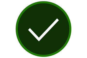 Wall Mural - white colour check mark on green round circle green right tick check mark check list box over transp