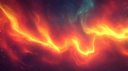 Wall Mural - Fiery Cosmic Stream: A Glowing Nebula in Vivid Hues