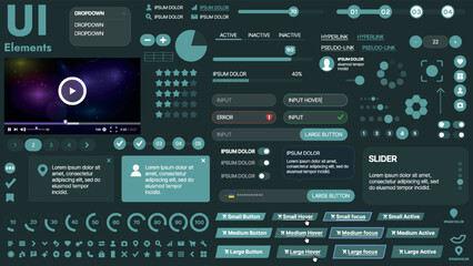 Wall Mural - a modern ui kit featuring a collection of buttons, icons, navigation menus, and responsive design el