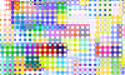 Poster - Pixilated abstract Energy background. Halftone effect. Vector image. Small particles with overlay moire effect