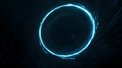 Wall Mural - glowing circular light trails in dark space