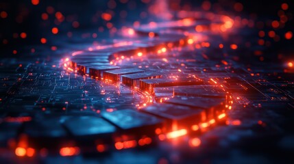 Abstract Digital Circuitry: Glowing Pathways of Data