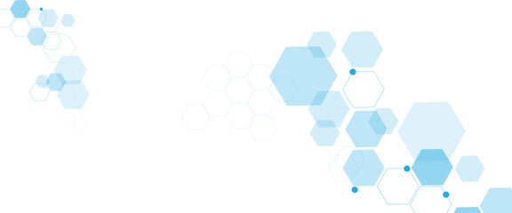 Leinwandbilder - Vector white and blue technology hexagon background. Geometric hexagon. Computer network concept.