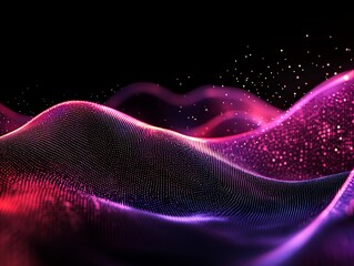 Canvas Print - abstract pink and purple particle wave: a glowing digital art