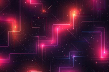Wall Mural - neon circuitry: glowing lines and cosmic dust in a retro-futuristic style
