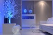 © Muhammad - A modern Christmas study with icy blue lighting, frosted decor, and a sleek white tree