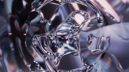 Wall Mural - Abstract background 3D animation shiny glass and metal reflective objects movement rotation play of light.