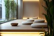© Muhammad - A quiet meditation corner with minimal cushions, soft light, and natural flooring