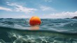 © ChrisTYCat - Vibrant beach ball floating peacefully in the shallow turquoise ocean waters during a relaxing summer vacation by the coast  The serene calming scene evokes a sense of carefree leisure and escapism