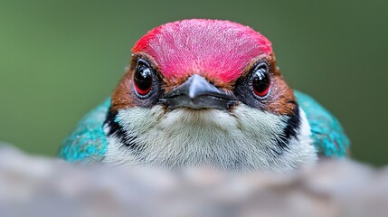 Wall Mural - A close up of a bird with a red head