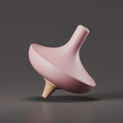 Aufkleber - A stylish pink spinning top with a wooden base, a minimalist design.