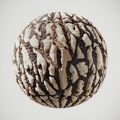 Poster - Abstract spherical object with a textured surface featuring a pattern of beige and brown crevices.