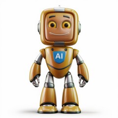 Poster - A cute, friendly AI robot with a square head and a cheerful expression.