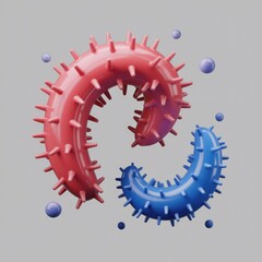 Leinwandbilder - Abstract 3D render of two intertwined, spiky, colorful shapes.