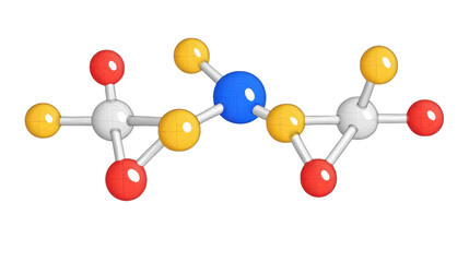 3d model of a molecule and atom with chemical structure and elements like carbon and hydrogen, showc