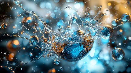 Poster - Dynamic water splash artistry abstract setting high-definition imagery vibrant colors aesthetic composition