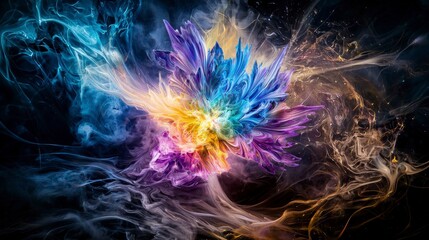 Poster - Transformative conscious metamorphosis process abstract art digital artwork vibrant colors close-up creative concept