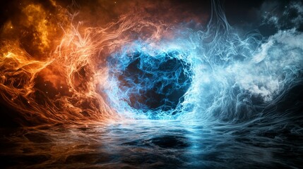 Aufkleber - The fusion of fire and ice a visual journey through dimensions of thought power digital art cosmic realms