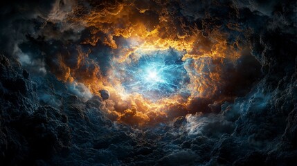 Aufkleber - Celestial phenomenon unveiled the void between realities cosmic clouds abstract art dramatic skies artistic perspective