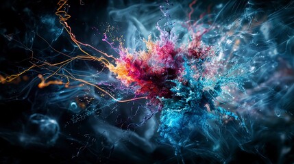 Leinwandbilder - Dynamic energy explosion abstract realm digital art colorful environment vibrant viewpoint emotional concepts