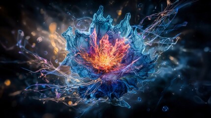 Aufkleber - Dynamic abstract flower design digital art colorful visuals creative environment close-up view instincts of life