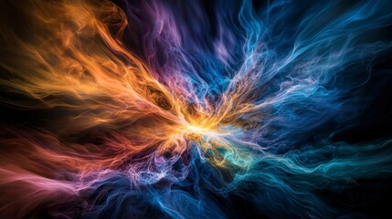 Aufkleber - Dynamic energy burst abstract art vivid colors digital creation close-up language with breath and pulse concept