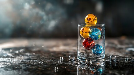 Poster - Cyclical emotion in motion colorful marbles captured in a glass studio setting high-resolution photography