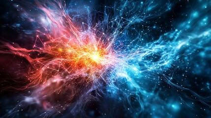 Leinwandbilder - Cosmic energy explosion universe digital art space abstract view life circuits connecting all things