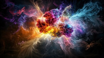 Poster - Neural energy creation and destruction exploring cosmic forces abstract environment digital art vivid imagery