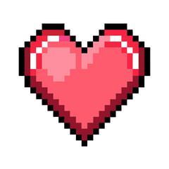 Wall Mural - pixel art heart icon, pixel art heart vector illustration-simple illustration of pixel art heart, perfect for pixel art heart logos and icons