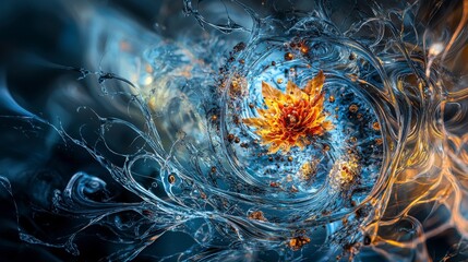 Aufkleber - Flowing evolution of symbols in nature abstract art dynamic environment vibrant color palette surreal concept
