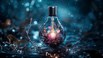 Aufkleber - Illuminated nature vessel enchanted forest digital artwork ethereal atmosphere close-up evolution of symbols