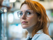 © NNS Studio - Portrait scientist 40s meeting safety glasses state-of-the-art laboratory detailed photography innovation focus professional job science busy student wallpaper career doctor chemist woman female