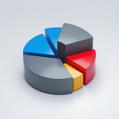 Poster - A 3D pie chart displays segmented data using five vibrant colors for visual representation.