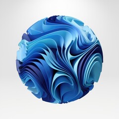 Leinwandbilder - Abstract 3D rendering of a sphere composed of layered, flowing blue and teal shapes.