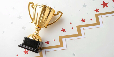 gold cup with a trophy, champion golden trophy for winner background. success and achievement concep