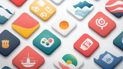 Colorful App Icons Design Collection for Mobile Interface