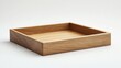© Aisha - Square wooden tray with a light oak finish resting on a clean white background, minimalist style