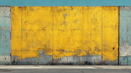 Wall Mural - Grunge yellow painted concrete wall texture.