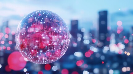Futuristic Cityscape Globe Data Network Technology