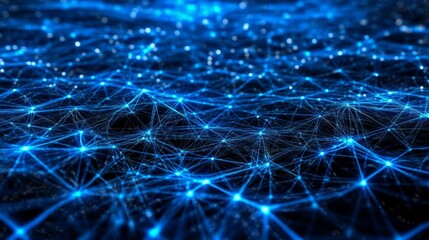 Wall Mural - abstract blue light network visualization for technology concepts