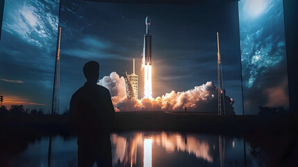 Wall Mural - hologram spacex launch