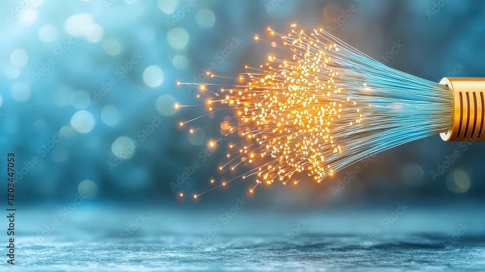 The fiber optic cable internet connection transmits data at lightning ...