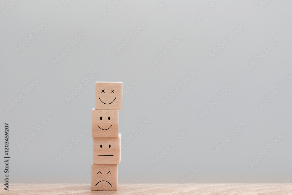 Customer service rating showing feedback and evaluation using emojis on ...